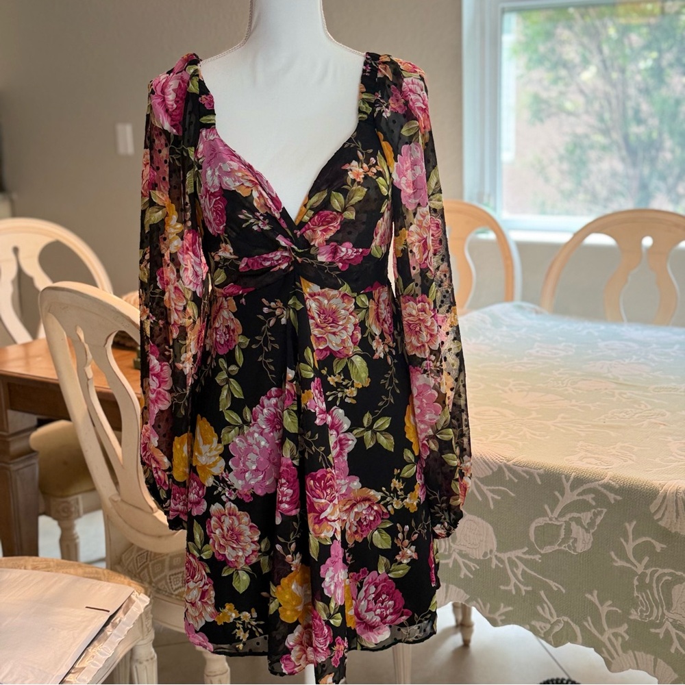 ASOS Design Floral Dress with Black and Yellow Accents, nwot